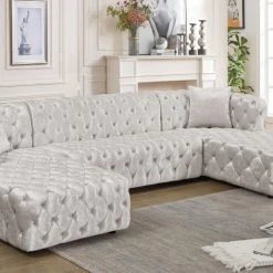 Meridian Furniture Coco Velvet 3 Piece Sectional Living Room