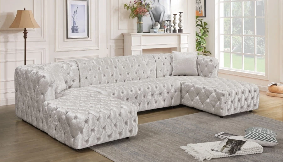 Meridian Furniture Coco Velvet 3 Piece Sectional Living Room