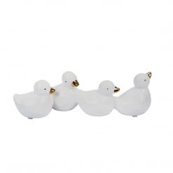 Sagebrook Home Decor White/Gold Dolomite Ducks