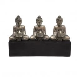 Sagebrook Home Decor 3 Sitting Buddha Tealight Candle Holder
