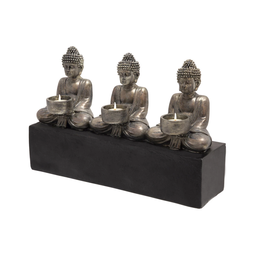 Sagebrook Home Decor 3 Sitting Buddha Tealight Candle Holder