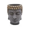 Sagebrook Home Decor Resin Buddha Head Flower Pot, Gray/Gold