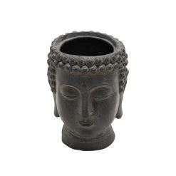 Sagebrook Resin 9" Buddha Flower Pot, Black