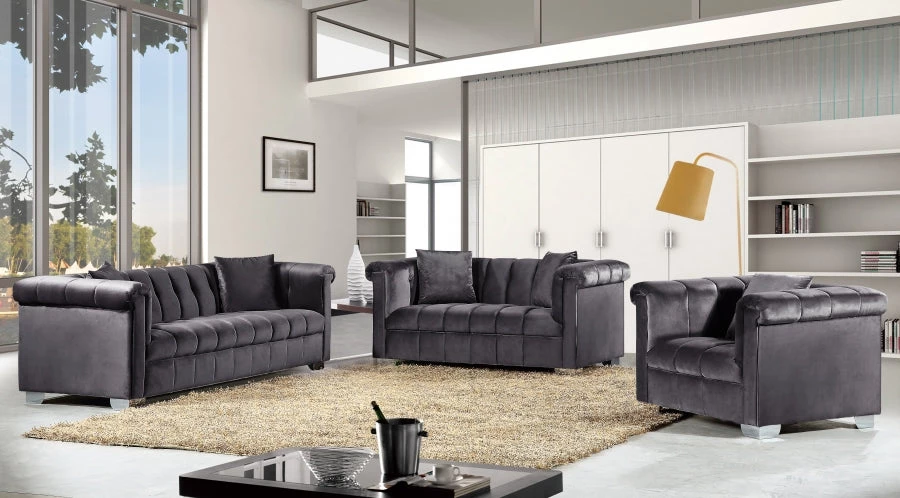 Meridian Furniture Living Room Kayla Velvet Sofa