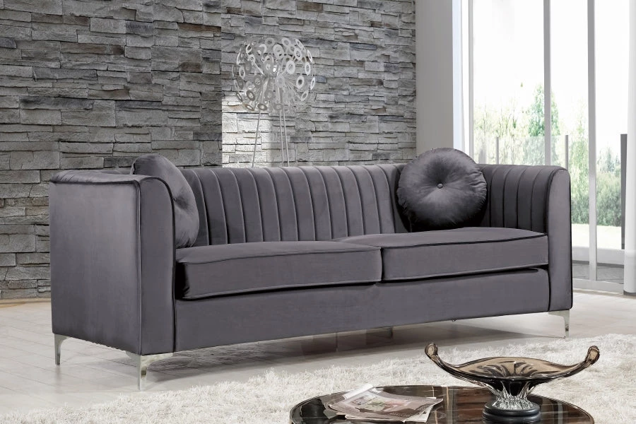 Meridian Furniture Isabelle Velvet Sofa Living Room