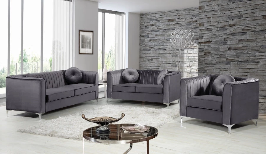Meridian Furniture Isabelle Velvet Sofa Living Room