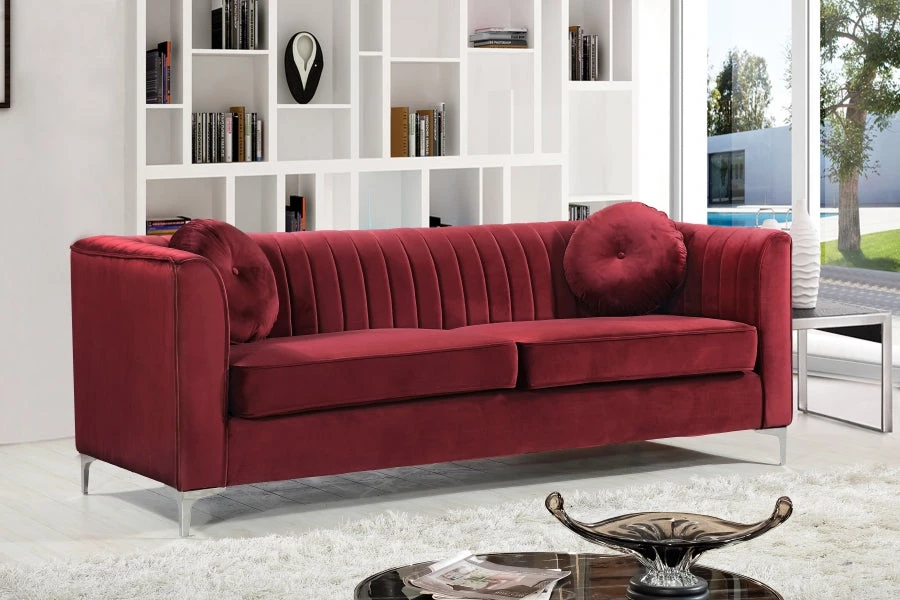 Meridian Furniture Isabelle Velvet Sofa Living Room