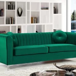 Meridian Furniture Isabelle Velvet Sofa Living Room