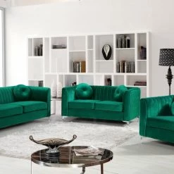 Meridian Furniture Isabelle Velvet Sofa Living Room
