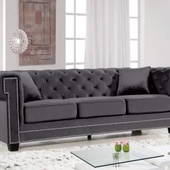 Meridian Furniture Living Room Bowery Velvet Sofa