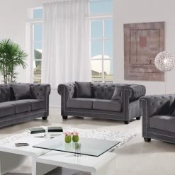 Meridian Furniture Living Room Bowery Velvet Sofa