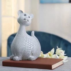 Sagebrook Home Decor Gray Spotted Cat 8.25"
