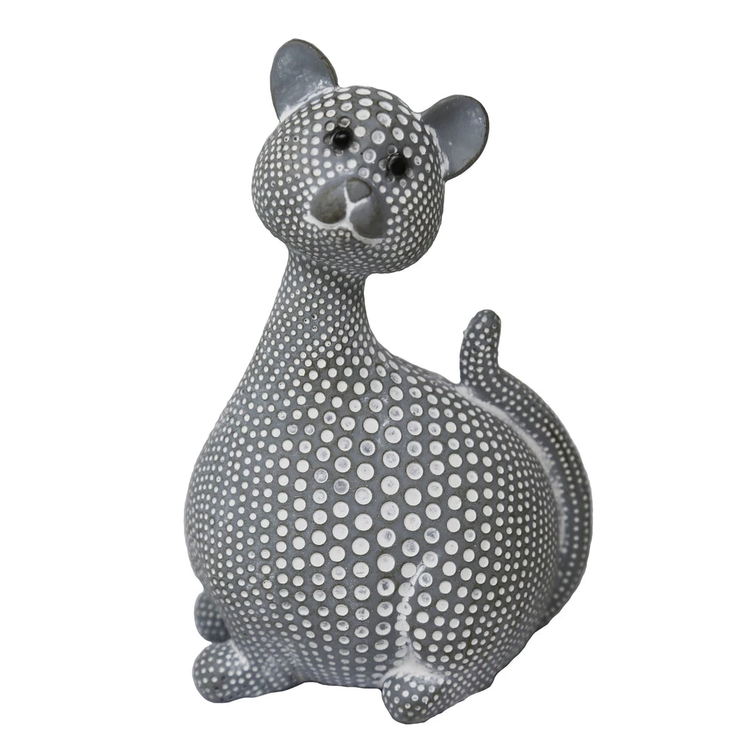 Sagebrook Home Decor Gray Spotted Cat 8.25"