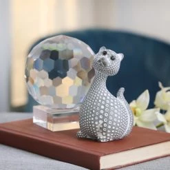 Sagebrook Gray Spotted Cat 4.5"