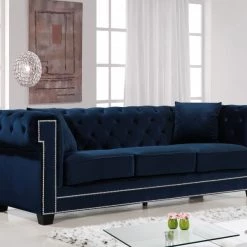Meridian Furniture Living Room Bowery Velvet Sofa