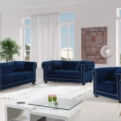 Meridian Furniture Living Room Bowery Velvet Sofa