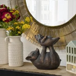Sagebrook Home Decor Resin Father & Son Pigs, Copper