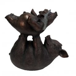 Sagebrook Home Decor Resin Father & Son Pigs, Copper