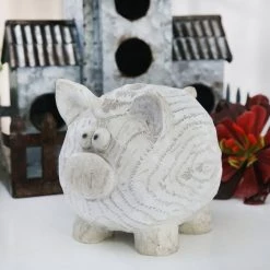 Sagebrook Resin Pig Decor, 7" White Home Decor