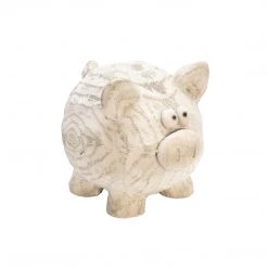 Sagebrook Resin Pig Decor, 7" White Home Decor