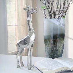 Sagebrook Aluminum Standing Giraffe, 15"Silver Home Decor