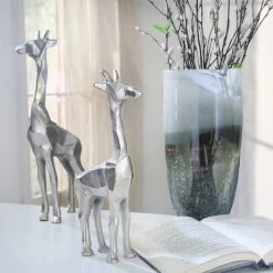 Sagebrook Aluminum Standing Giraffe, 12"Silver Home Decor