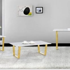 Meridian Furniture Living Room Cameron Gold Coffee Table