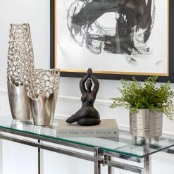 Sagebrook Home Decor Resin 11" Namaste Female Yoga Figurine, Black