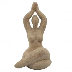 Sagebrook Home Decor Resin 11" Namaste Female Yoga Figurine, Brown