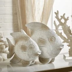 Sagebrook Home Decor Resin 10" Fish Figurine, Whitewash
