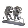 Sagebrook Polyresin 14"L Elephants On Tandem Bike, Bronze Home Decor