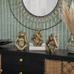 Sagebrook Home Decor S/3 Resin Hear No,See No Speakno Monkeys,Gold