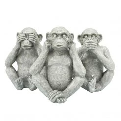 Sagebrook S/3 Polyresin Hear No, See Nospeak No Monkeys, Sil