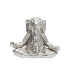 Sagebrook Polyresin 8" Meditating Elephant, Silver Home Decor