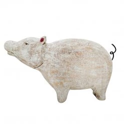 Sagebrook Mango Wood Standing Pig, Whitewash