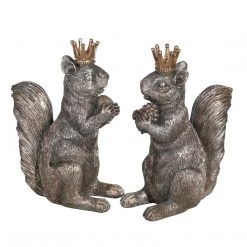Sagebrook Home Decor S/2 Resin 8" Squirrels W/Crowns, Silver