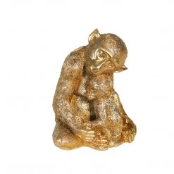 Sagebrook Resin 9" Monkey Mother W/ Baby,Gold