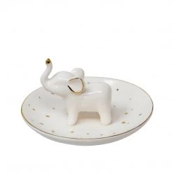 Sagebrook Home Decor 5" Trinket Tray, Elephant, White