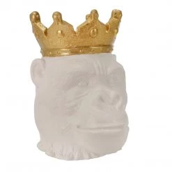 Sagebrook Resin 16" Gorilla W/ Crown , White Home Decor