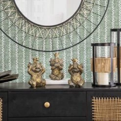 Sagebrook S/3 Resin Hear No,See No Speakno Elephants,Gold Home Decor