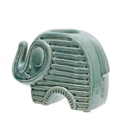 Sagebrook Home Decor Ceramic 6" Elephant Tea Light Candle Holder, Green