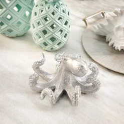 Sagebrook Polyresin 10" Octopus Figurine, Silver