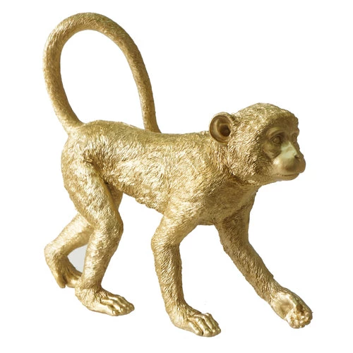 Sagebrook Polyresin 11" Walking Monkey Figurine, Gold