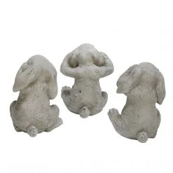 Sagebrook S/3 Polyresin No Hear/Speak/See Bunnies, Gray Home Decor