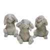 Sagebrook S/3 Polyresin No Hear/Speak/See Bunnies, Gray Home Decor