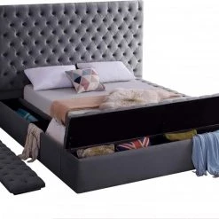 Meridian Furniture Bliss Velvet Bed Bedroom