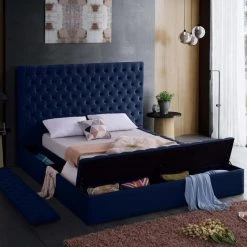 Meridian Furniture Bliss Velvet Bed Bedroom