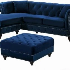 Meridian Furniture Sabrina Velvet Reversible 2 Piece Sectional