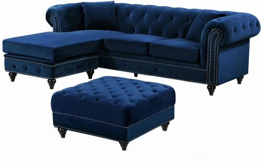 Meridian Furniture Sabrina Velvet Reversible 2 Piece Sectional