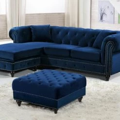 Meridian Furniture Sabrina Velvet Reversible 2 Piece Sectional